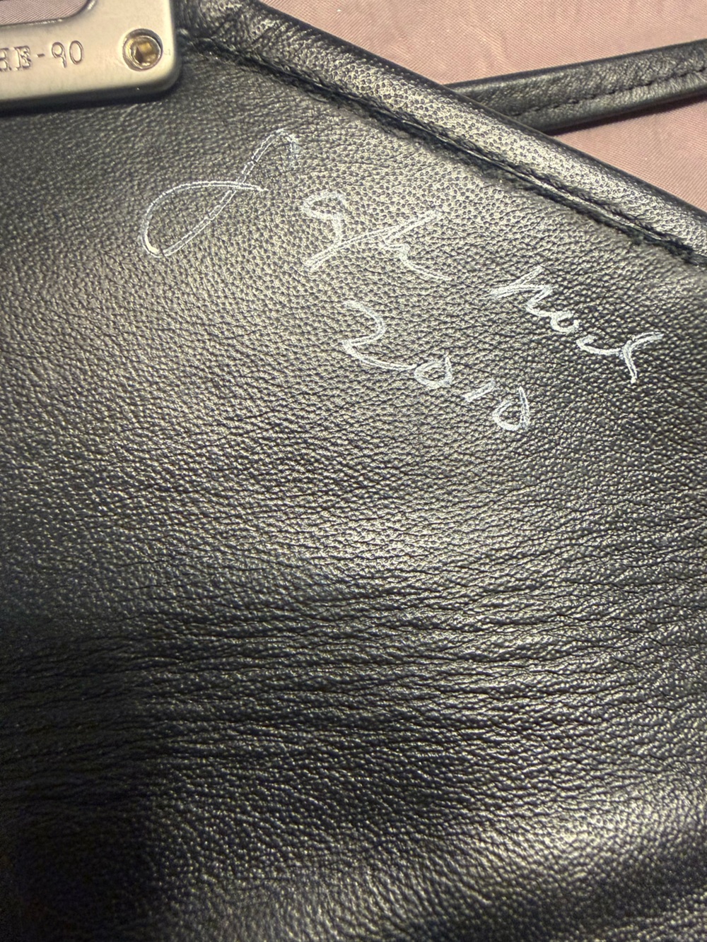 Vintage 2010 Roche Black Floral-Stamped Asymmetrical Leather Crossbody Bag - Picture 11 of 16